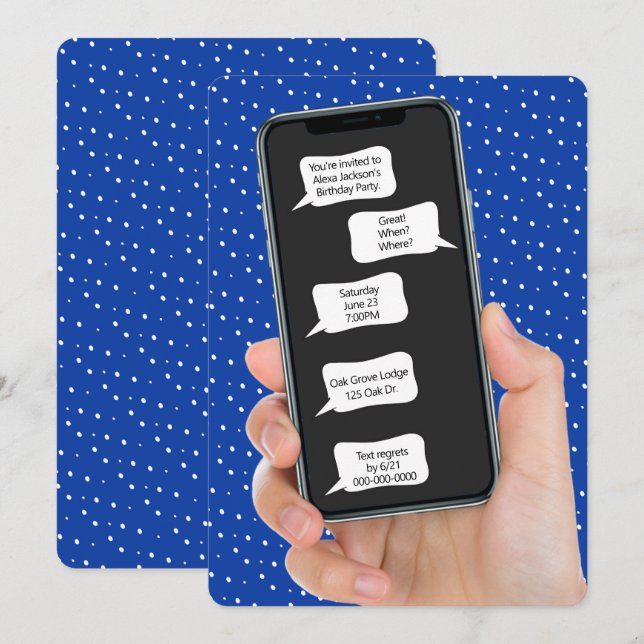 Textbubblor för Födelsedagsfest Inbjudan (Fram/baksida)