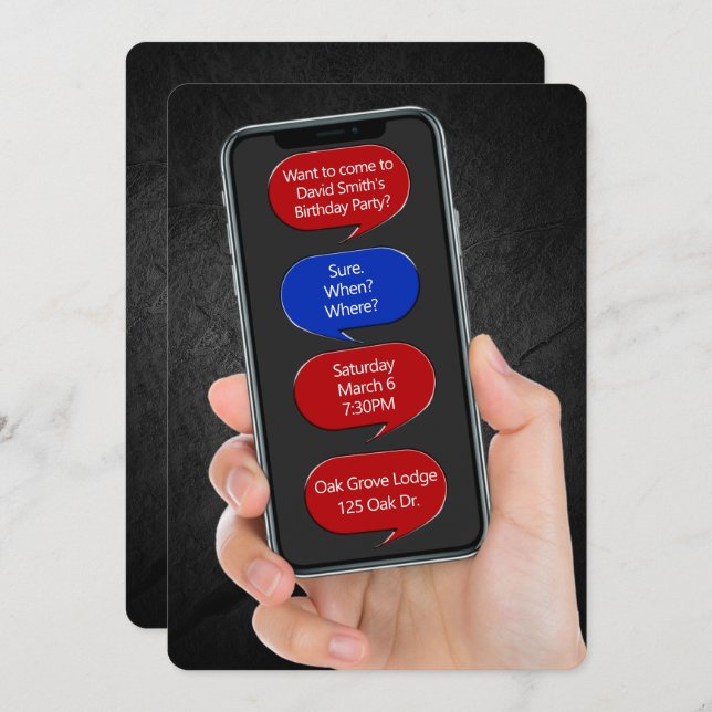 Textbubblor för Födelsedagsfest Inbjudningar (Fram/baksida)