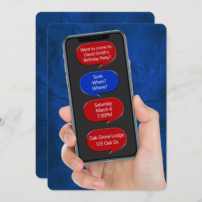 Textbubblor för Födelsedagsfest Inbjudningar (Fram/baksida)