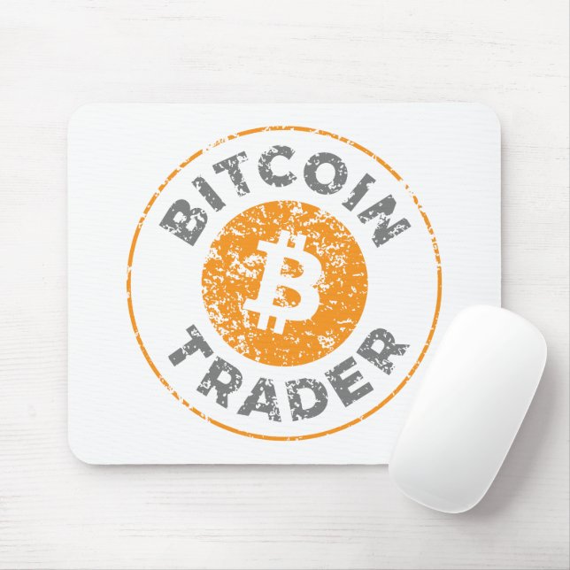 Textcirkel för Bitcoin Trader Grunge Text Circle O Musmatta (Med mus)
