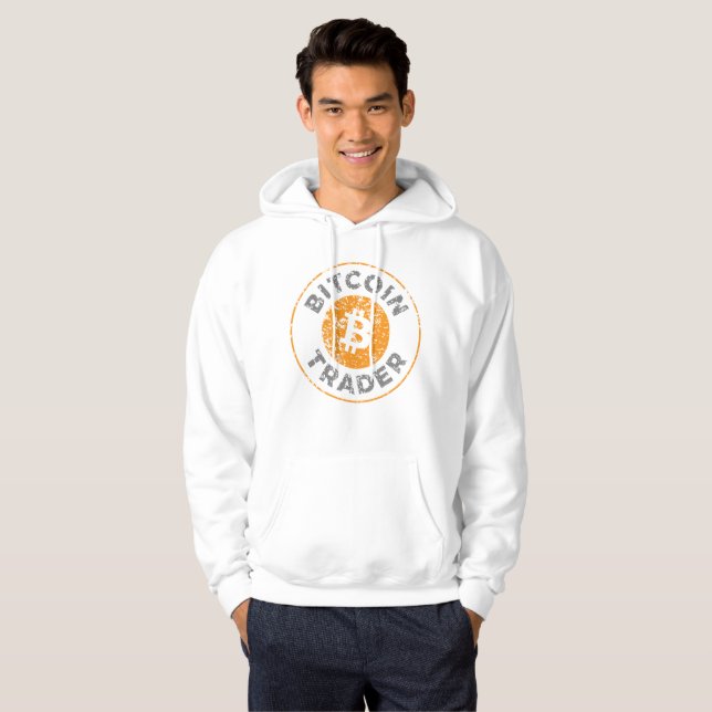 Textcirkelkontur för Bitcoin Trader Grunde Text -  Hoodie (Hel framsida)