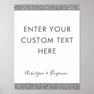 Textcitattecken för silver Glitter Anpassningsbar Poster