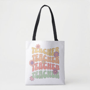 Textdesign för lärarretro stil tygkasse