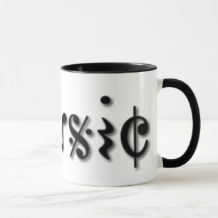 Textdesign för musik mugg