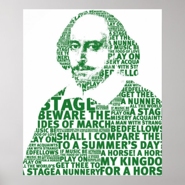 Textdesign för Shakespeare-grönt Poster (Framsidan)