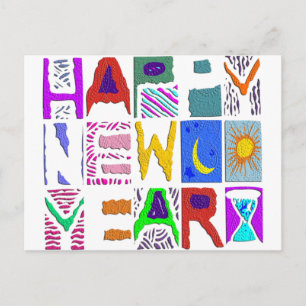 Textdesign "Gott nytt år" Helg Vykort