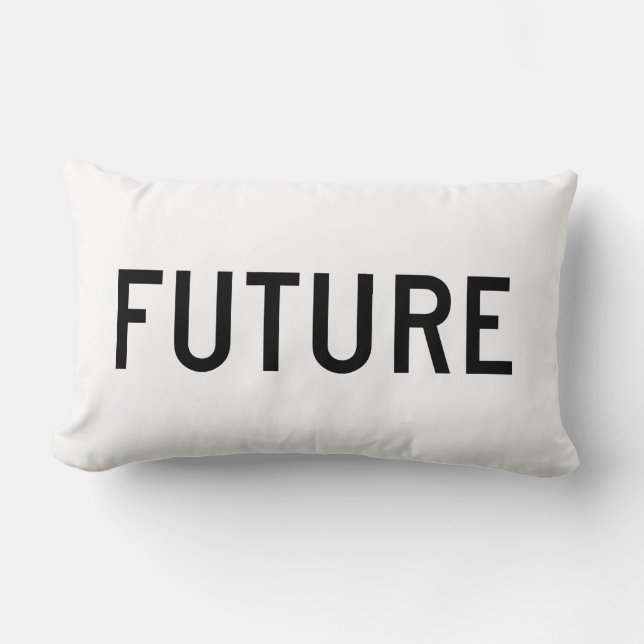 Textdesign | Ord FRAMTID | Svarta färg brev Lumbarkudde (Framsida)