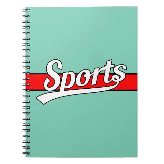 Textdesign: SPORTS vit + din egen text & idéer Anteckningsbok (Framsidan)