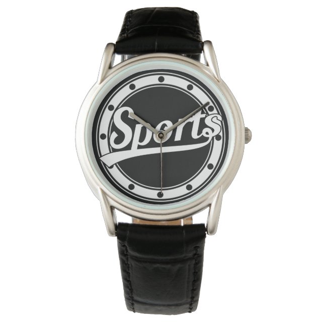 Textdesign: SPORTS vit + egen text och egna idéer Armbandsur (Framsida)
