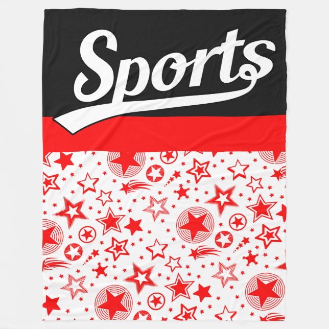 Textdesign: SPORTS vit + egen text och egna idéer Fleecefilt (Framsidan)