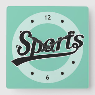 Textdesign: SPORTsvart + dina egna text & idéer Fyrkantig Klocka