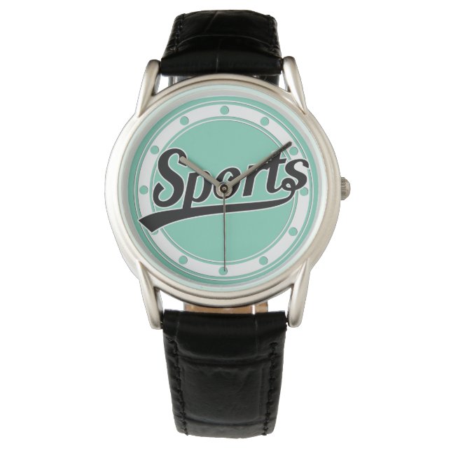 Textdesign: Svart SPORTS + egen text och egna idée Armbandsur (Framsida)