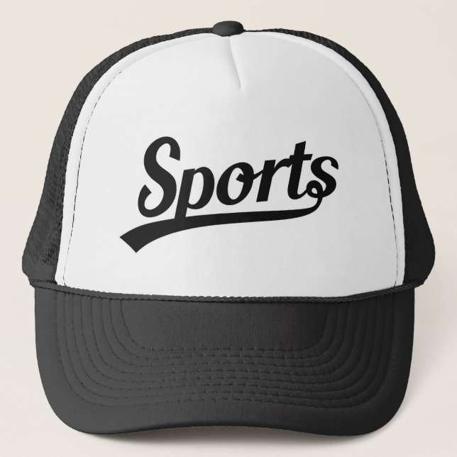 Textdesign: Svart SPORTS + egen text och egna idée Truckerkeps (Framsida)