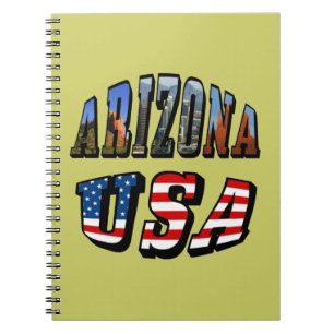 Texten Arizona Bild och USA flagga Anteckningsbok