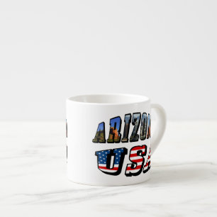 Texten Arizona Bild och USA flagga Espressomugg