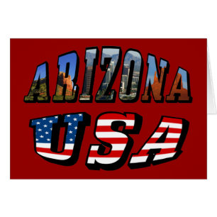 Texten Arizona Bild och USA flagga Hälsningskort