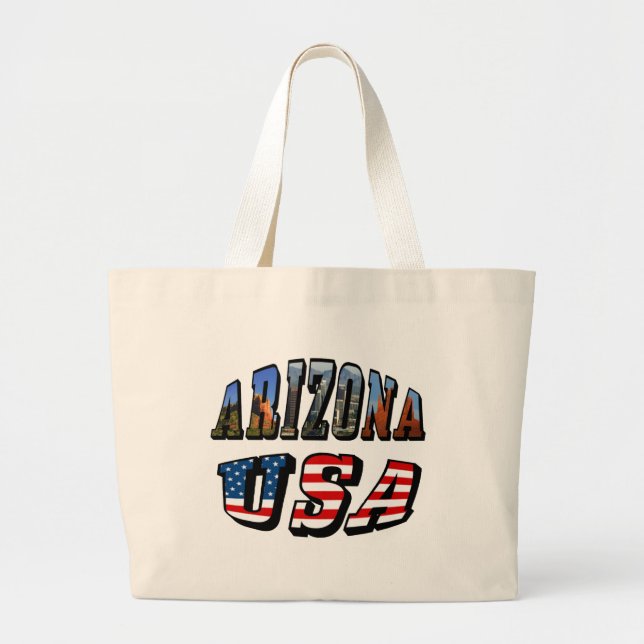 Texten Arizona Bild och USA flagga Jumbo Tygkasse (Framsidan)