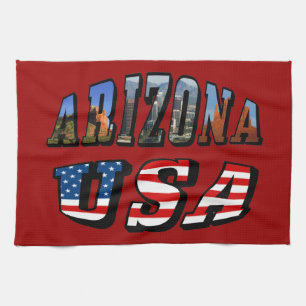 Texten Arizona Bild och USA flagga Kökshandduk