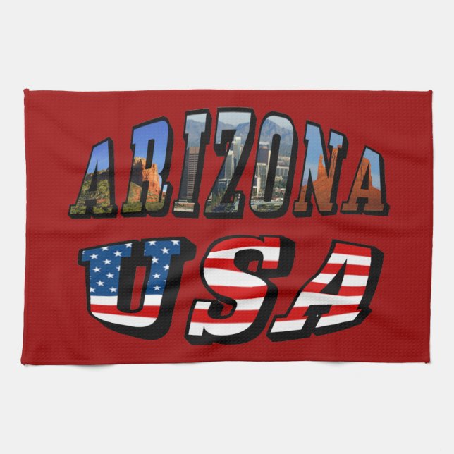 Texten Arizona Bild och USA flagga Kökshandduk (Horisontell)