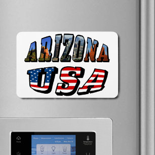 Texten Arizona Bild och USA flagga Magnet
