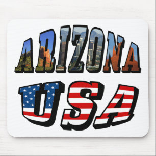 Texten Arizona Bild och USA flagga Musmatta