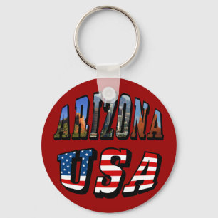 Texten Arizona Bild och USA flagga Nyckelring