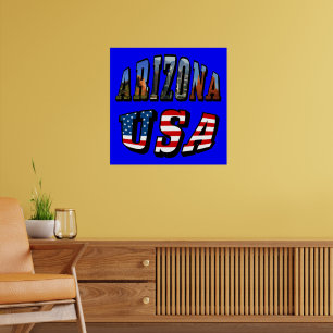Texten Arizona Bild och USA flagga Poster