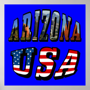 Texten Arizona Bild och USA flagga Poster