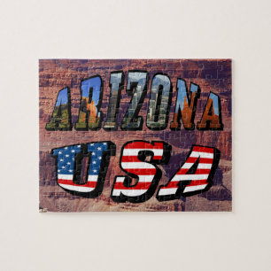 Texten Arizona Bild och USA flagga Pussel