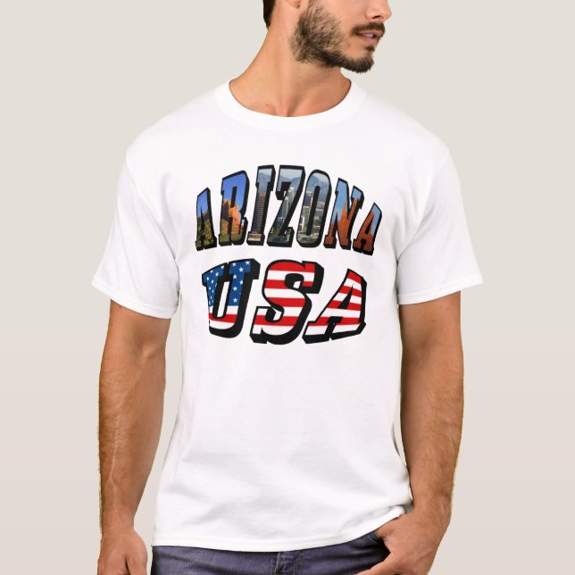 Texten Arizona Bild och USA flagga T-shirt (Framsida)