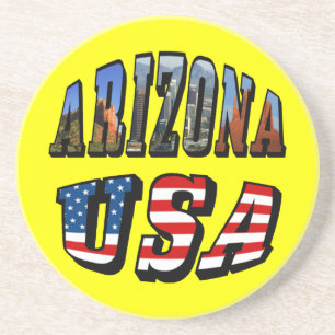 Texten Arizona Bild och USA flagga Underlägg
