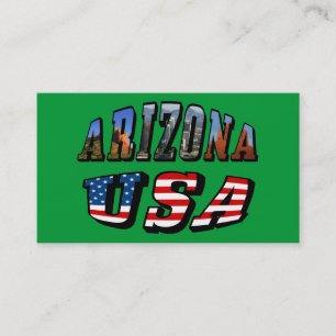 Texten Arizona Bild och USA flagga Visitkort