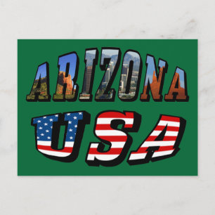 Texten Arizona Bild och USA flagga Vykort