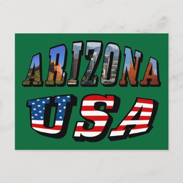 Texten Arizona Bild och USA flagga Vykort (Framsida)