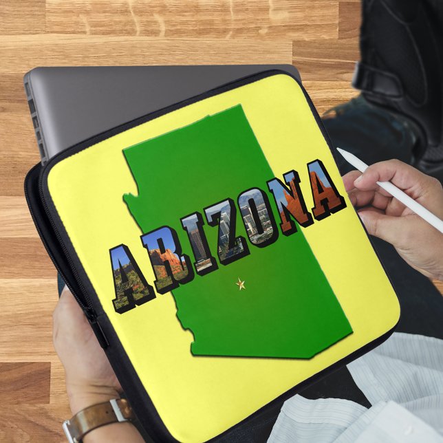 Texten Arizona Karta och Bild Laptop Fodral (Arizona Map and Picture Text Laptop Sleeve)
