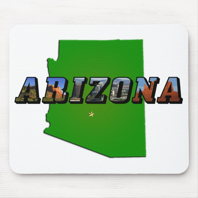 Texten Arizona Karta och Bild Musmatta (Framsidan)
