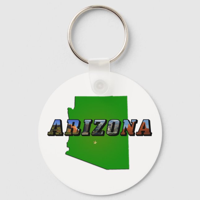 Texten Arizona Karta och Bild Nyckelring (Framsida)