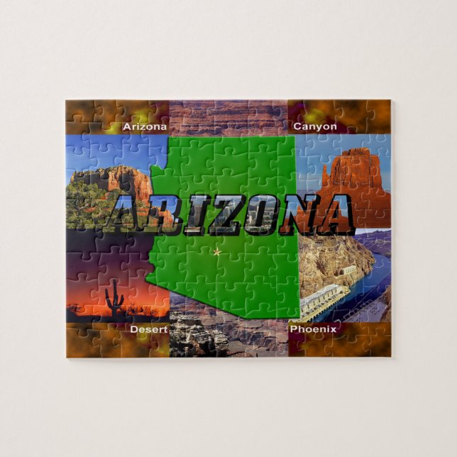 Texten Arizona Karta och Bild Pussel (Horisontell)