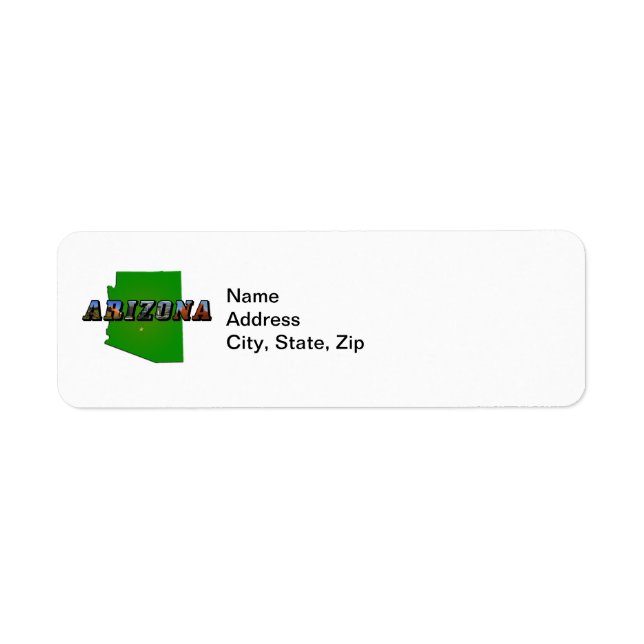 Texten Arizona Karta och Bild Returadress Etikett (Framsidan)