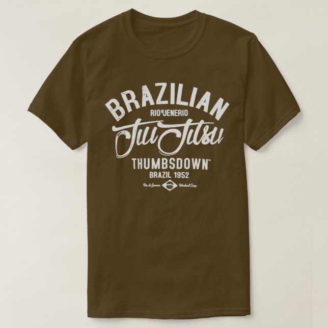 Texten Brasiliansk Jiu Jitsu, vit text T Shirt (Design framsida)
