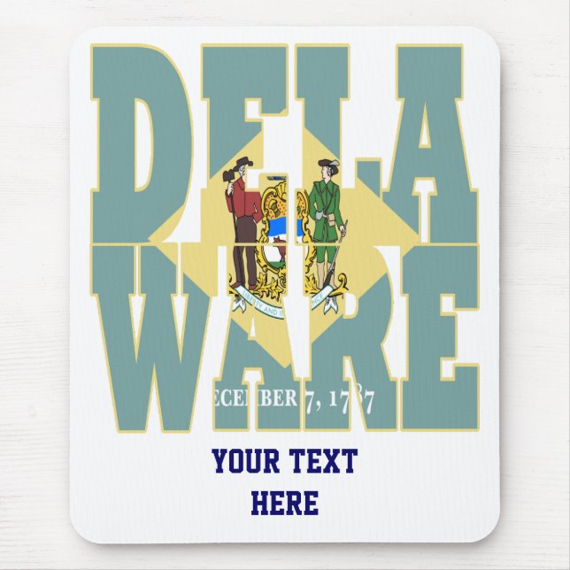 Texten Delaware statlig flagga Musmatta (Framsidan)