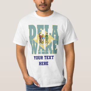 Texten Delaware statlig flagga Tee Shirt