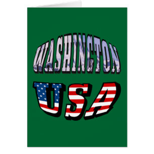 Texten från delstaten Bild och USA flagga i Washin Hälsningskort