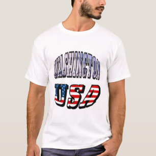 Texten från delstaten Bild och USA flagga i Washin Tee