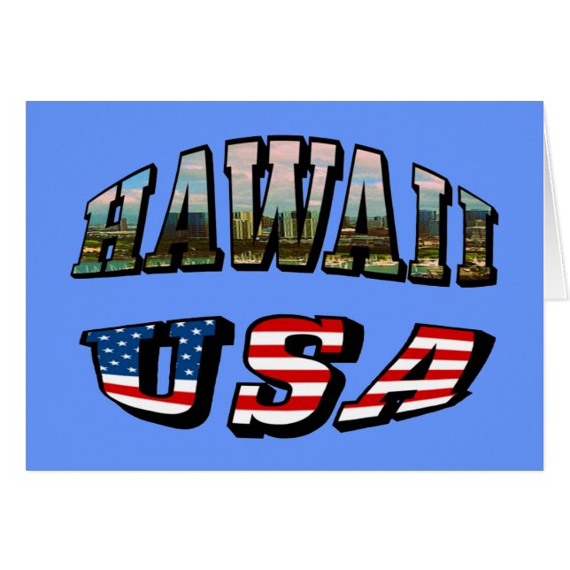 Texten från Hawaii Bild och USA flagga Hälsningskort (Framsidan Horizontal)