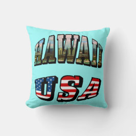 Texten från Hawaii Bild och USA flagga Kudde