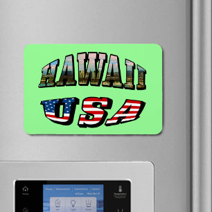 Texten från Hawaii Bild och USA flagga Magnet