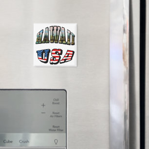 Texten från Hawaii Bild och USA flagga Magnet