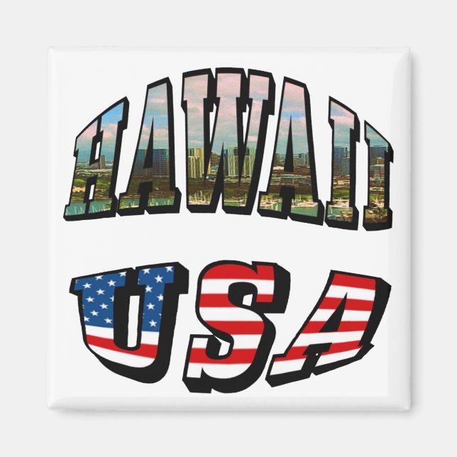 Texten från Hawaii Bild och USA flagga Magnet (Framsidan)