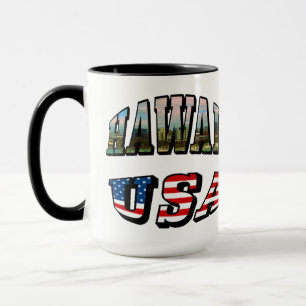 Texten från Hawaii Bild och USA flagga Mugg
